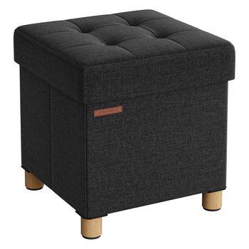 storage ottoman upholstered black 38x38x40cm