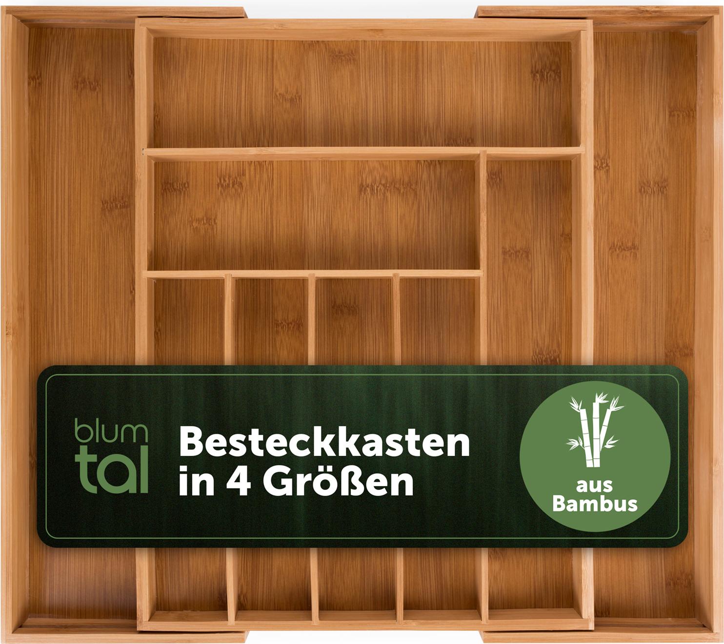 blumtal cutlery tray adjustable bamboo 7-9 compartments