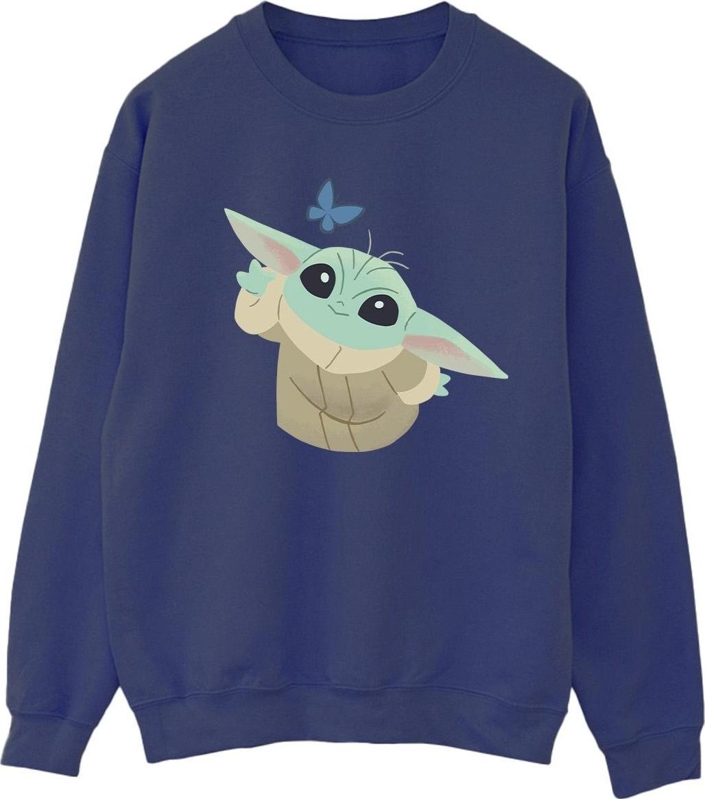 star wars sweatshirt the mandalorian butterfly catching navy blue