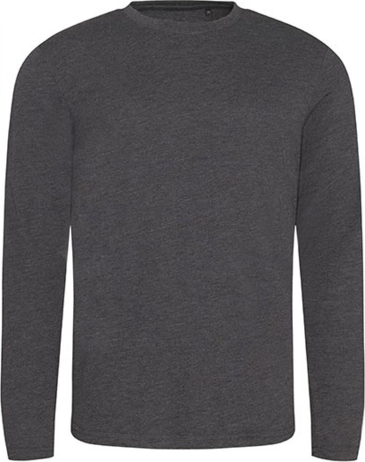 just ts long sleeved t-shirt tri-blend heather charcoal xxl