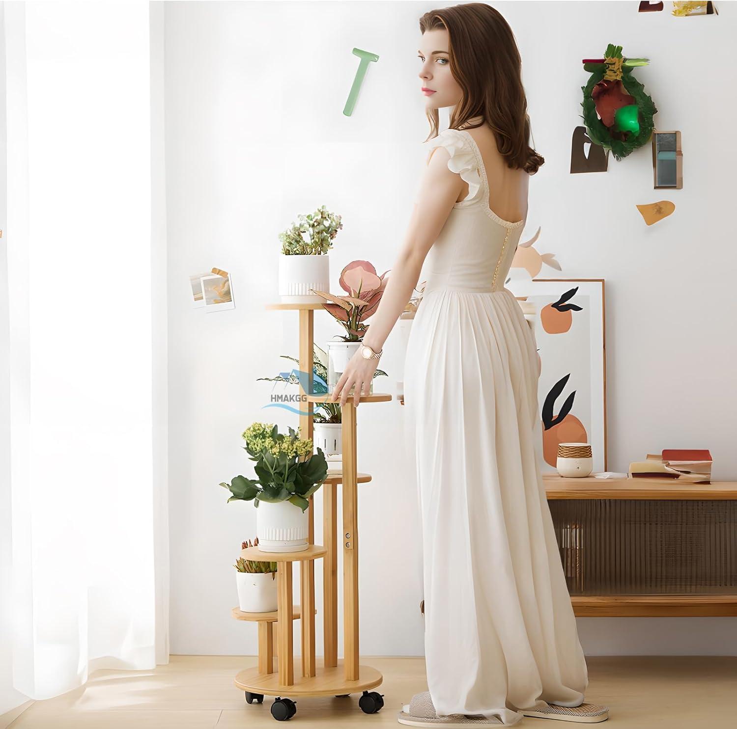 bamboo plant stand indoor 5 levels 90cm