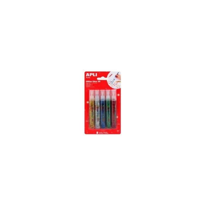 apli-kids glitter glue 3d 5 tubes