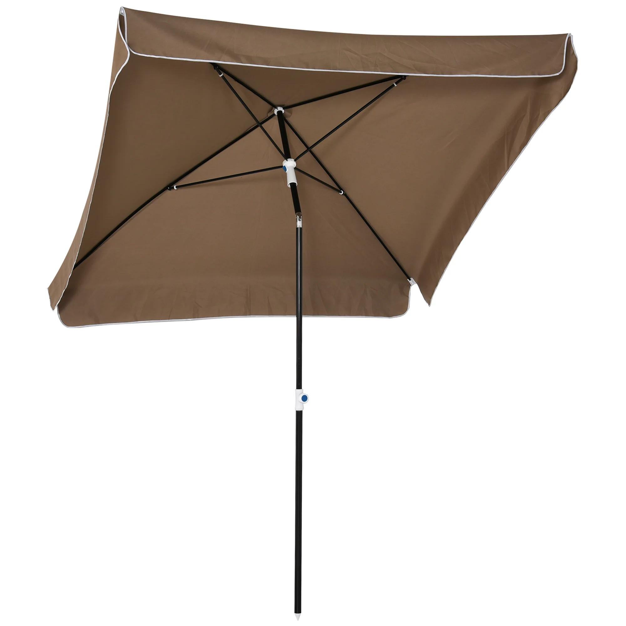 easycomfort beach umbrella 2x2m portable adjustable brown