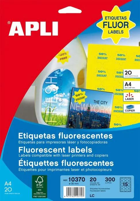 apli adhesive labels star 35mm yellow 20 sheets