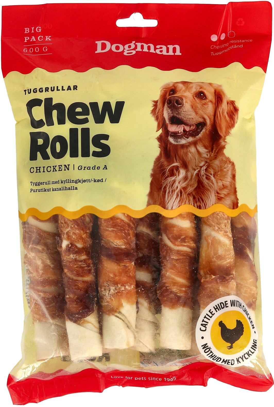 dogman dog treats chew rolls chicken 600g