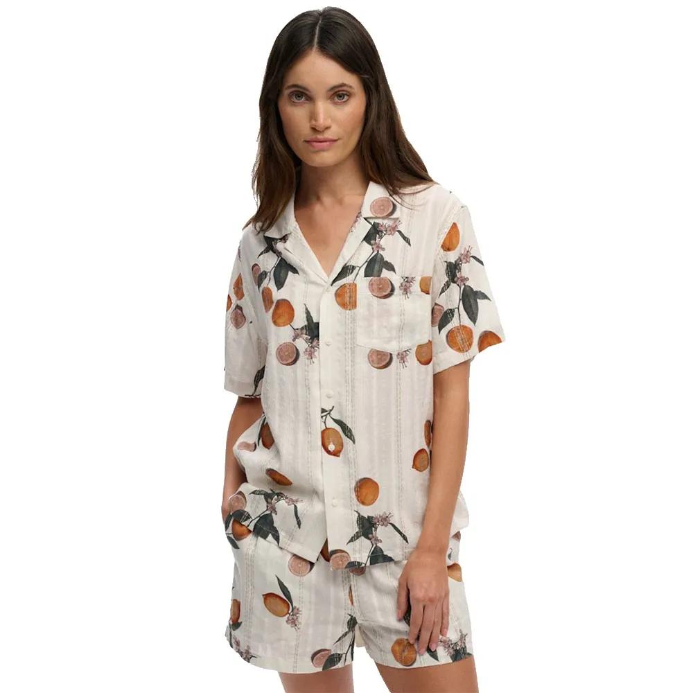 superdry short sleeve shirt beach printed white s