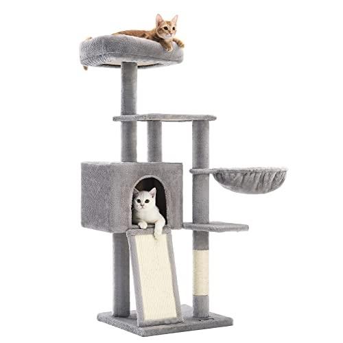 cat tree multi-level 135cm light grey