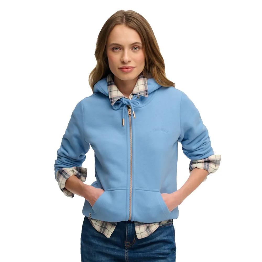 superdry sweatshirt essential logo ziphood hb blue l