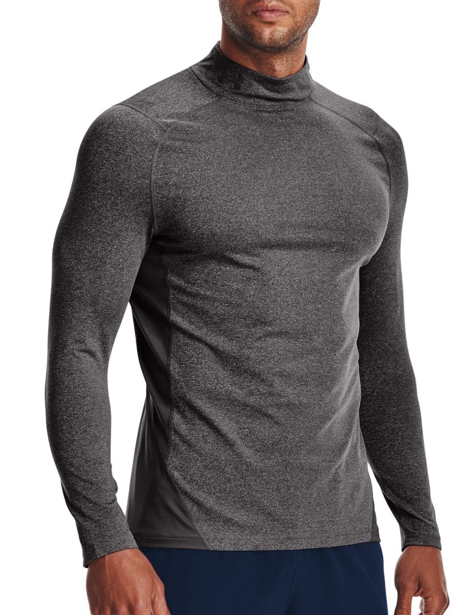 under armour fitted mock long sleeve t-shirt coldgear grey s