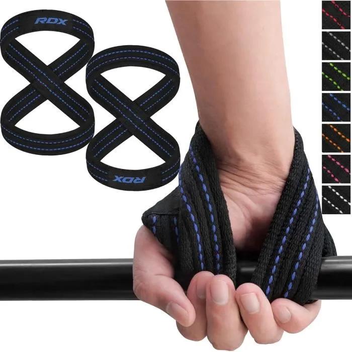 rdx lifting strap figure 8 cotton blue l