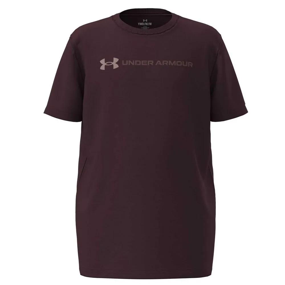 under armour t-shirt logo wordmark dark maroon 10-12 years