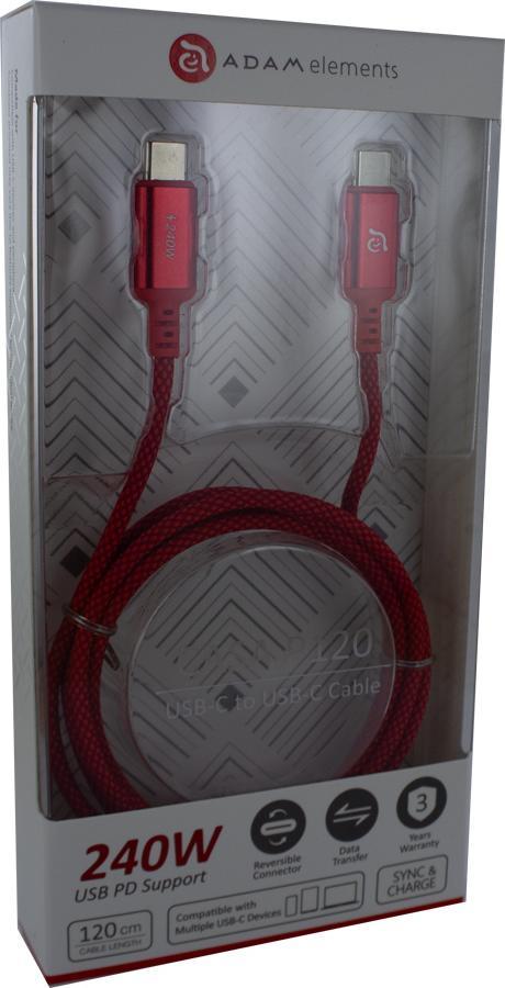 adam usb cable cotton 240w red 1.2m