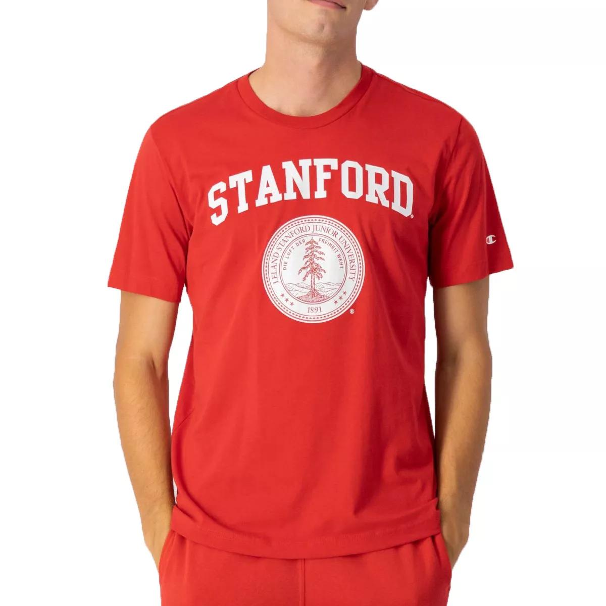 champion t-shirt crewneck university graphic red/white xs