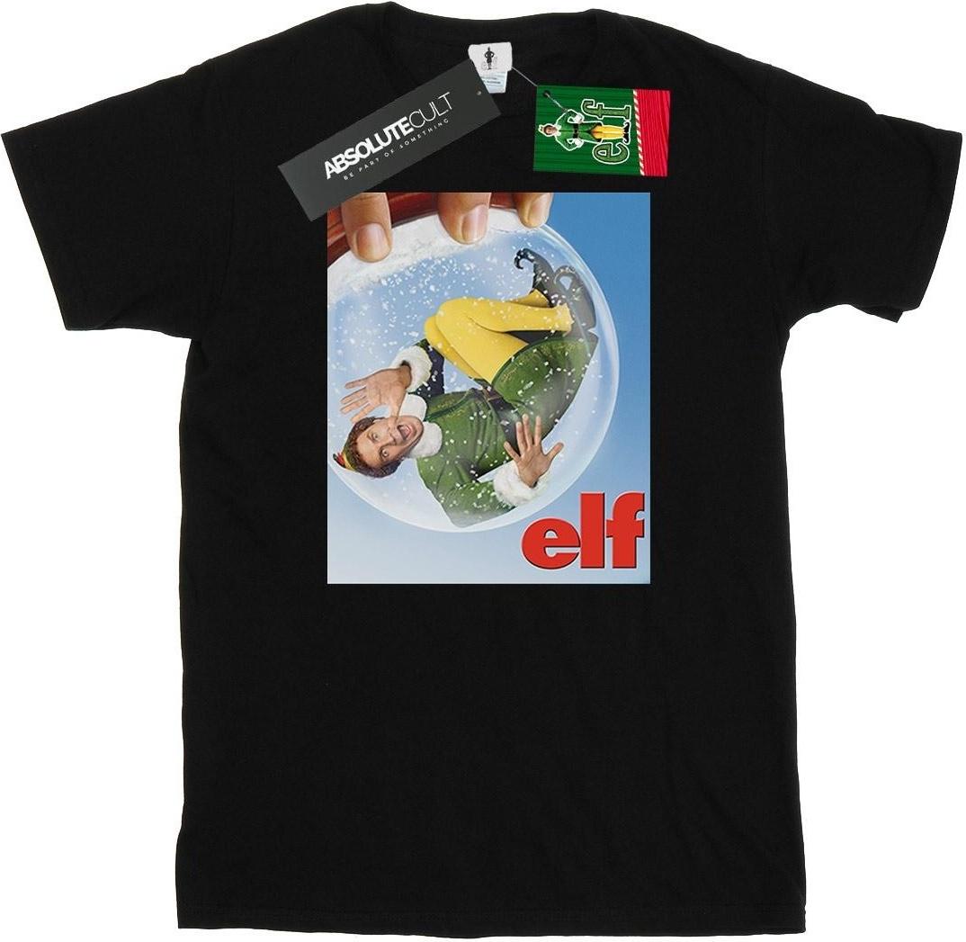 elf t-shirt snow globe poster black s