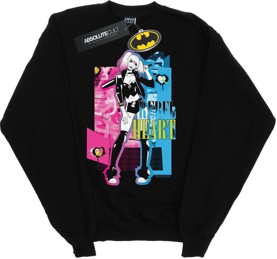 dc comics sweatshirt harley quinn rebel heart black l