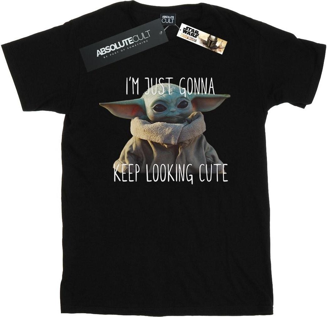 star wars t-shirt the mandalorian keep looking cute black l