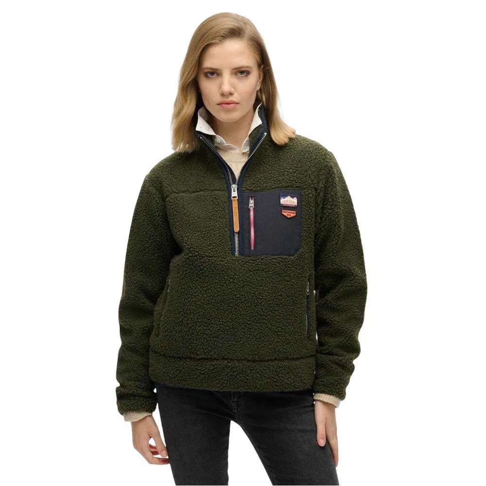 superdry sweatshirt vintage retro half zip green 2xl