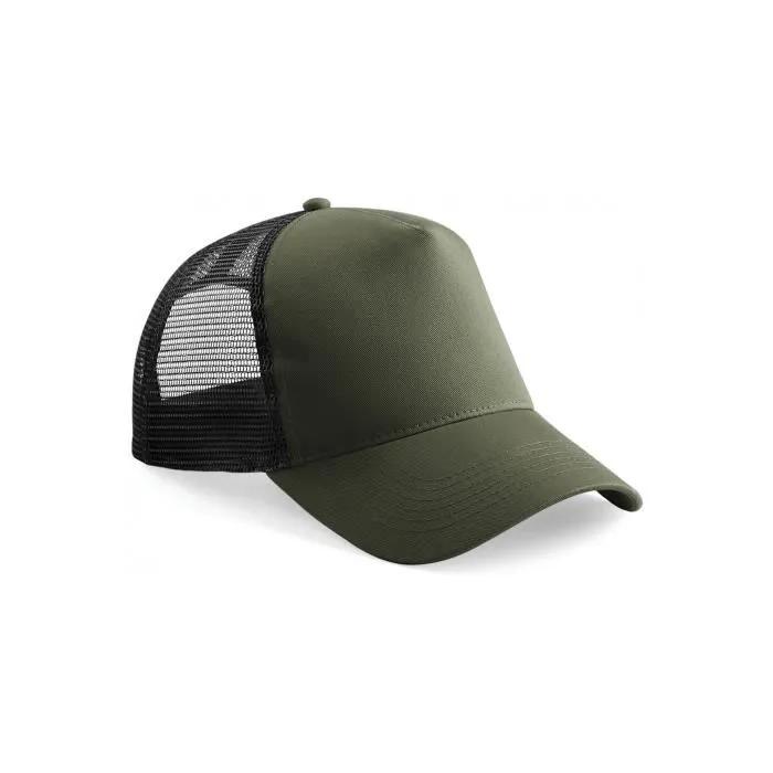 beechfield snapback trucker cap olive green/black one size