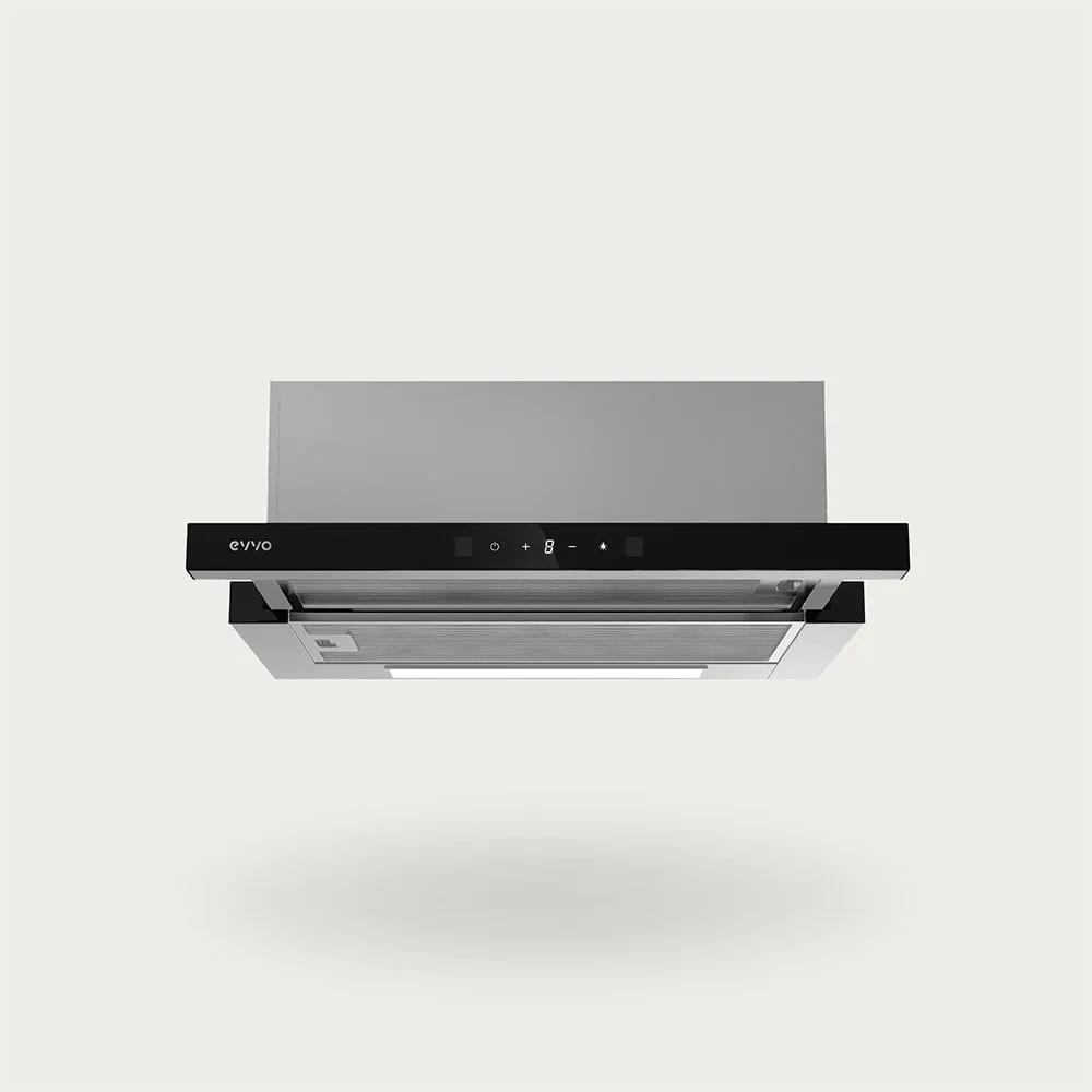 evvo telescopic hood ce12 black 90cm