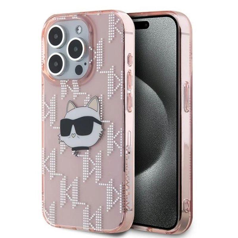 karl lagerfeld phone case iml choupette head & monogram pink