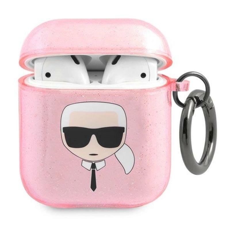 karl lagerfeld airpods cover kla2ukhgp pink glitter
