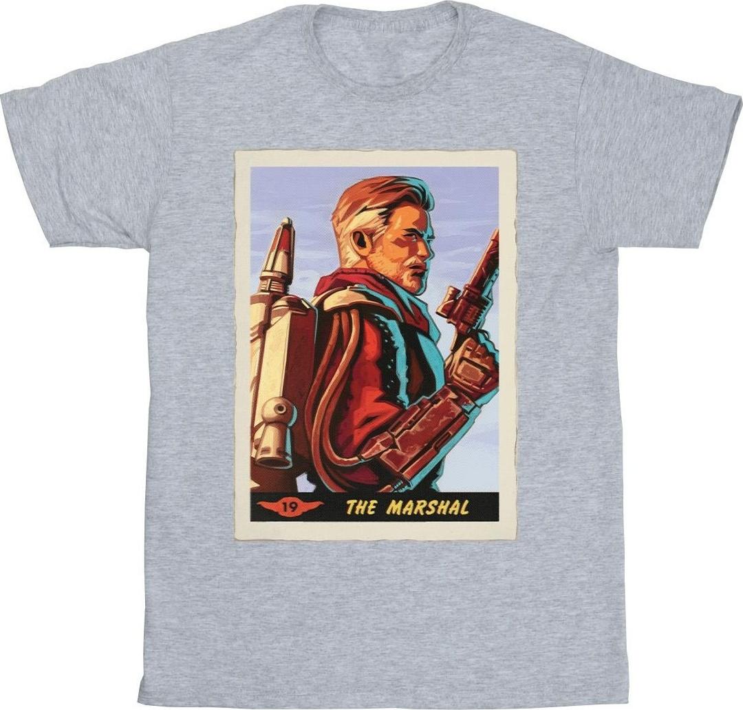star wars t-shirt the mandalorian the marshal grey xl