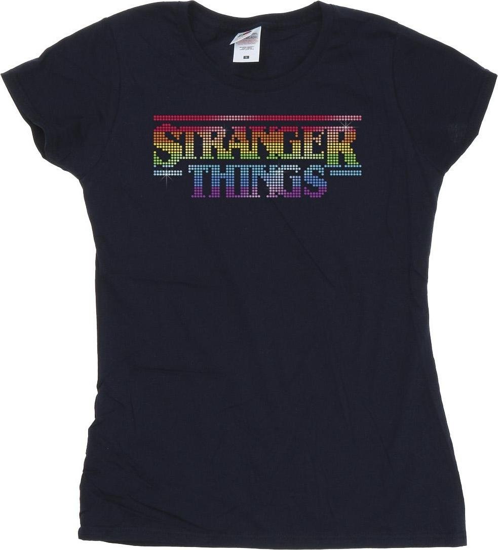 netflix t-shirt stranger things rainbow dot logo cotton l