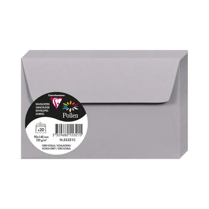 clairefontaine envelope pollen 90x140mm grey koala 20 pack