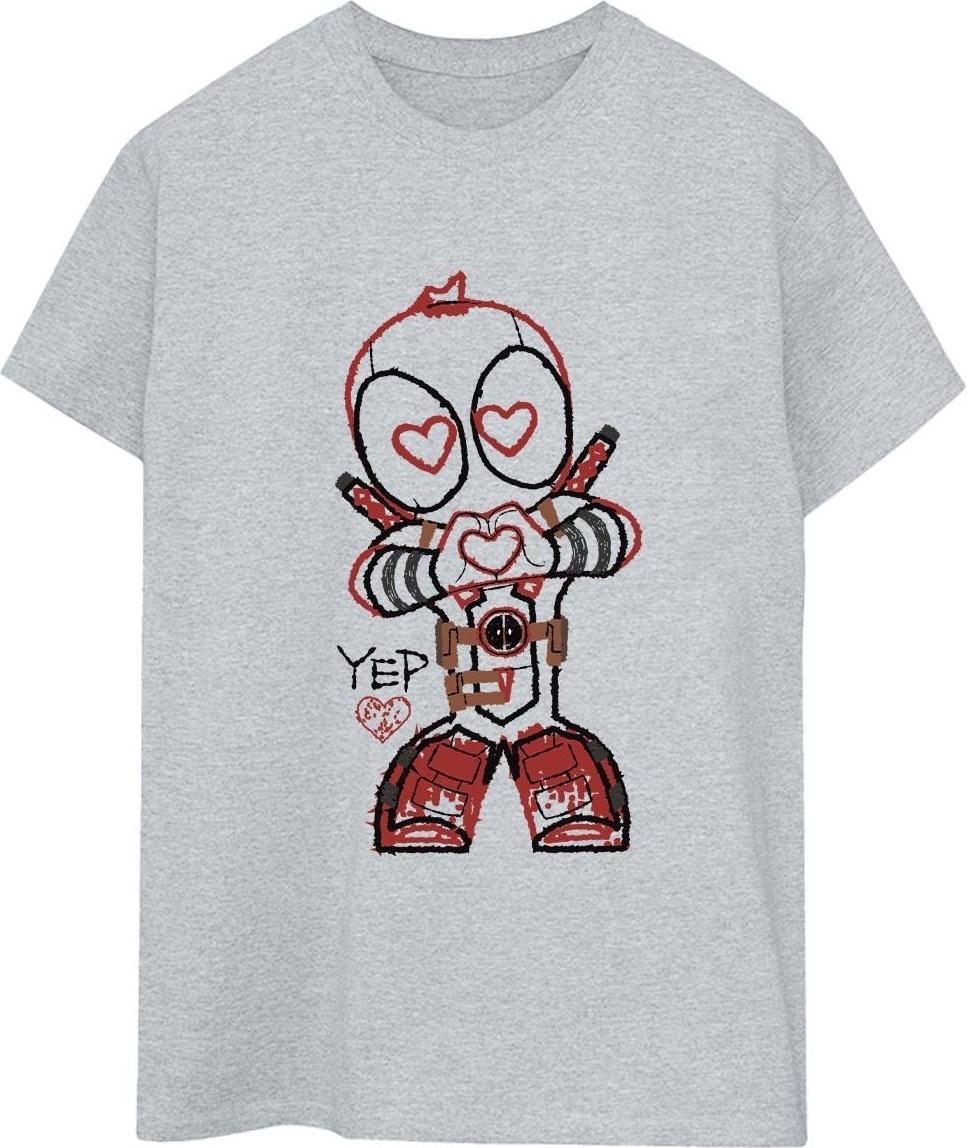 marvel t-shirt deadpool love beam line boyfriend 100% cotton