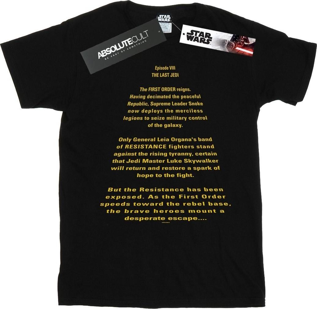 star wars t-shirt the last jedi opening crawl black 5xl