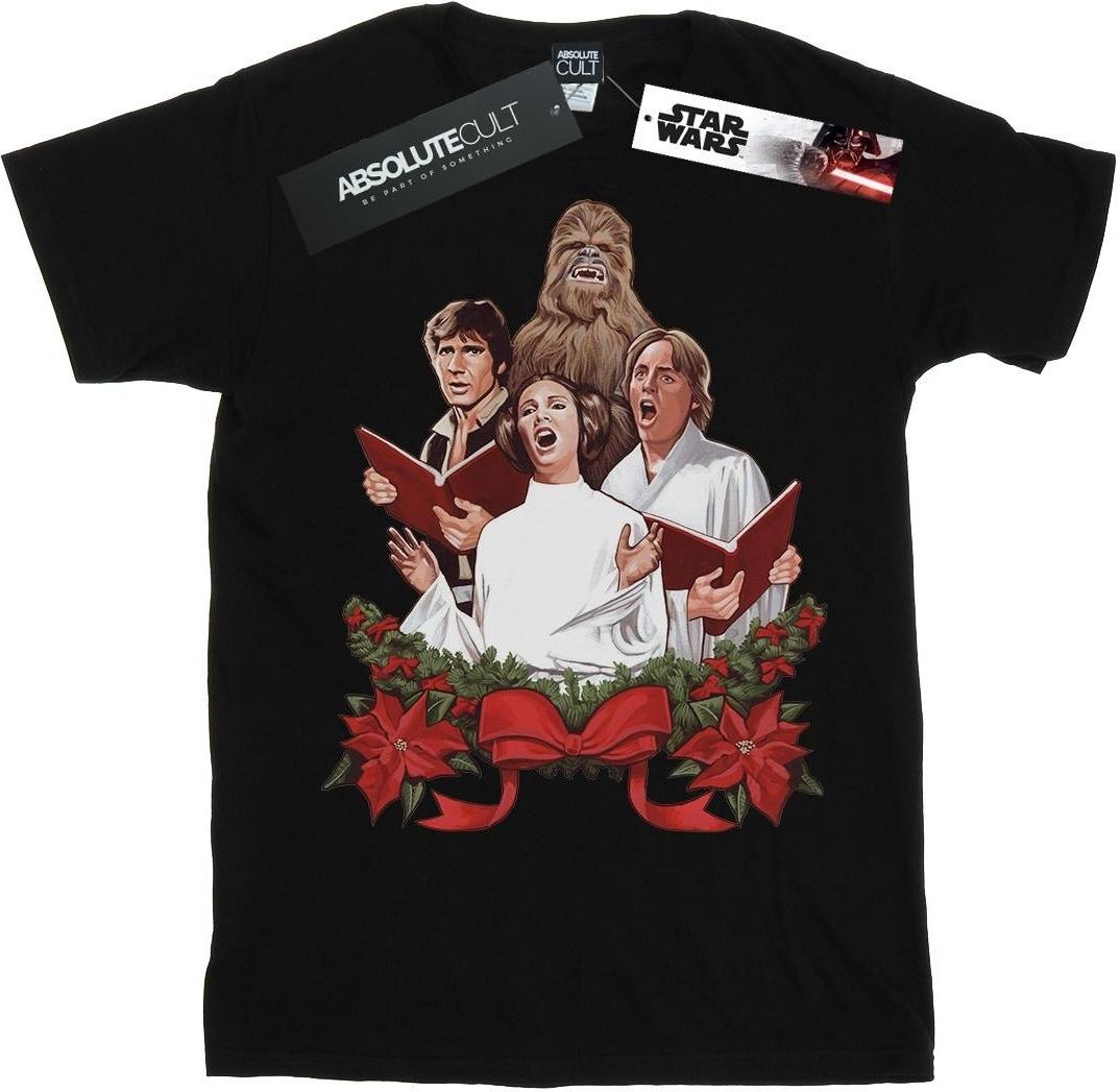 star wars t-shirt christmas carols boyfriend fit black