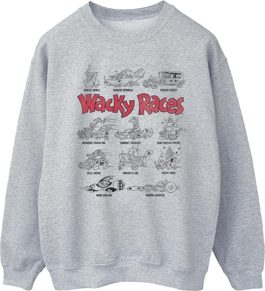 wacky races sweatshirt mens car lineup xl gray
