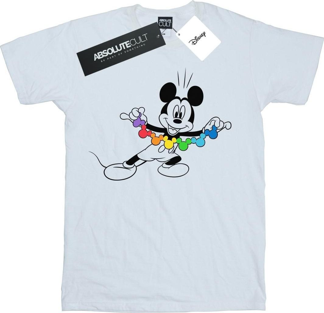 disney t-shirt mickey mouse rainbow chain white
