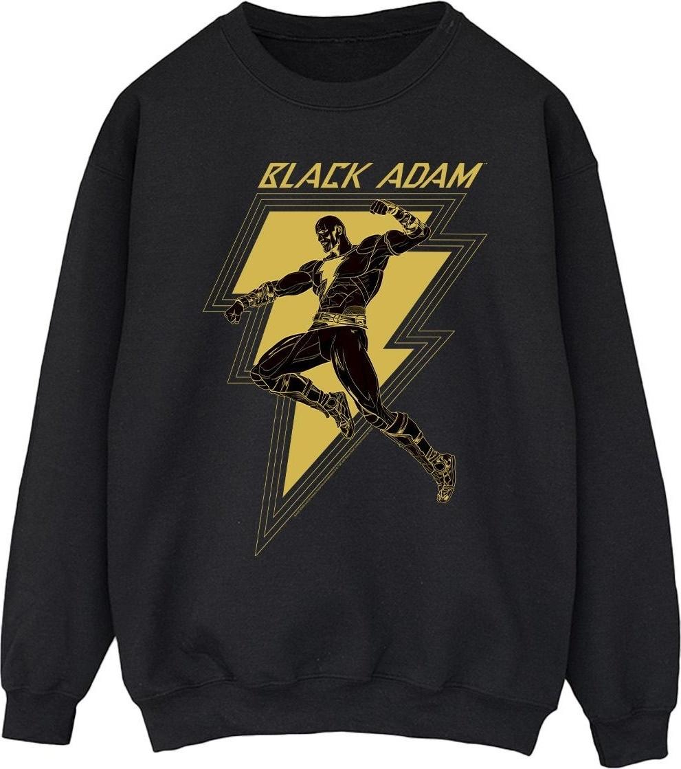 dc comics sweatshirt black adam golden bolt chest