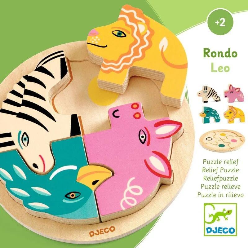 djeco wooden puzzle rondo leo 4 pcs