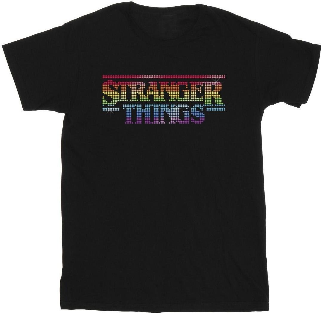 netflix t-shirt stranger things rainbow dot logo black xxl