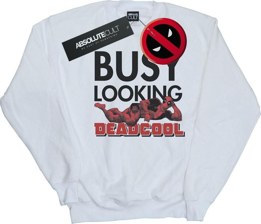 marvel sweatshirt busy looking deadcool white xxl