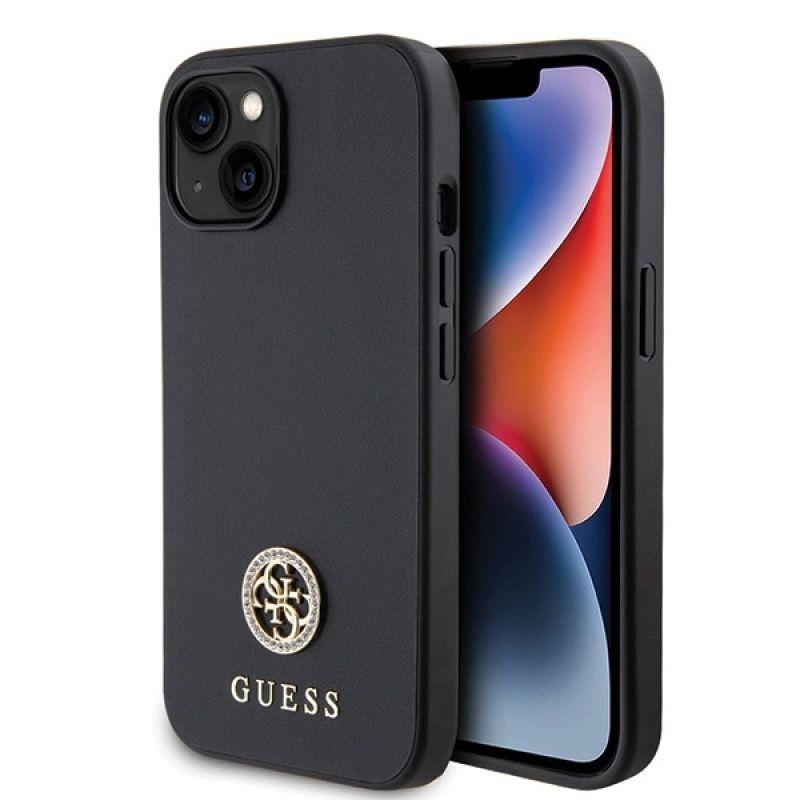 guess hardcase iphone 15 plus 6.7 black strass metal logo