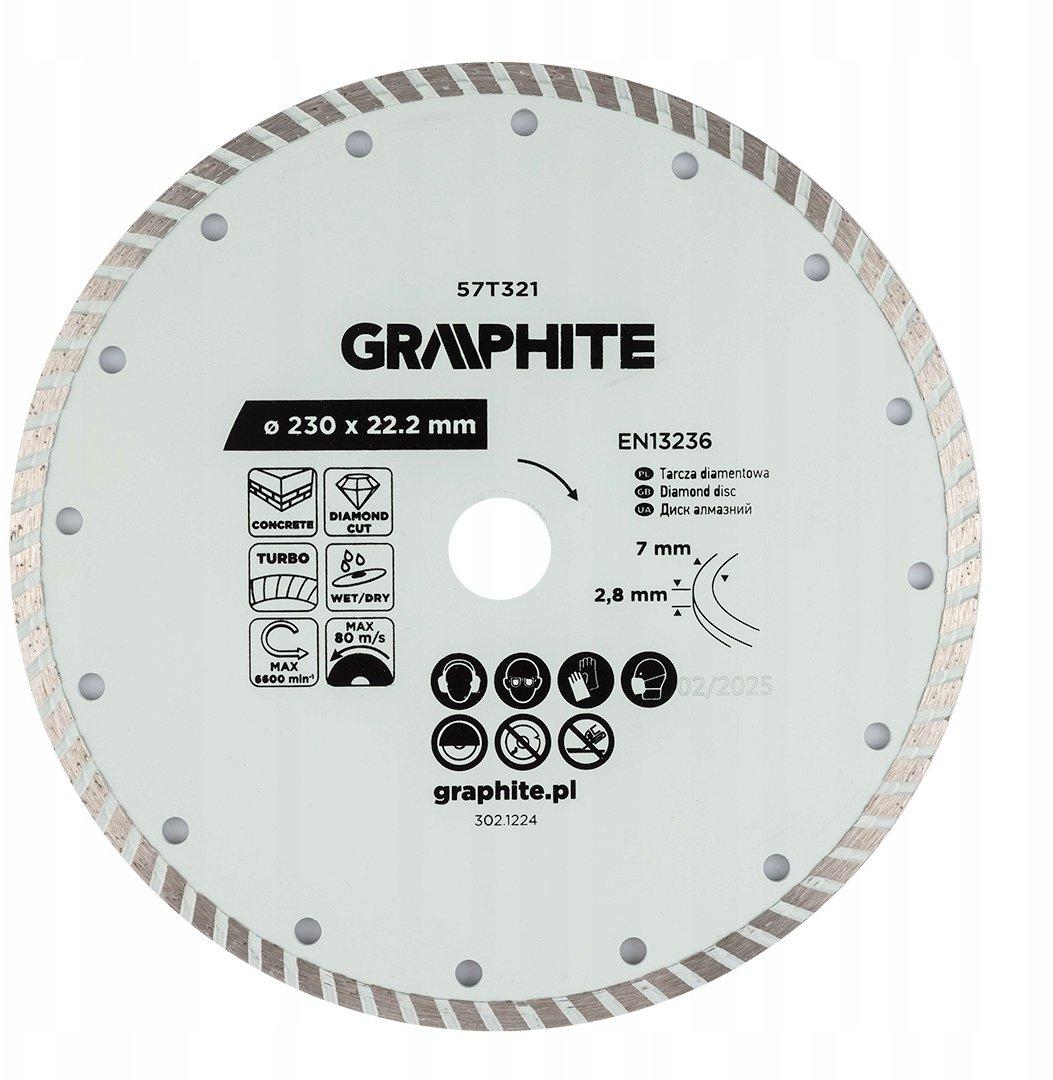 graphite diamond cutting disc turbo 230x22.22mm dry/wet
