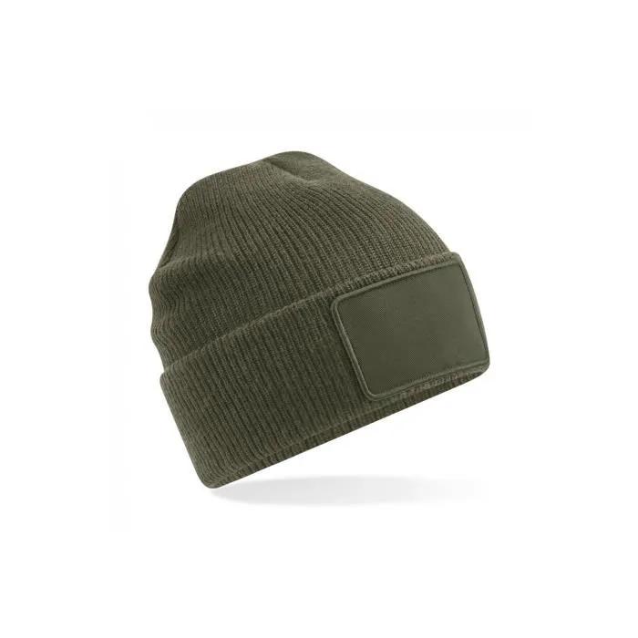 beechfield beanie removable patch thinsulate military green one size