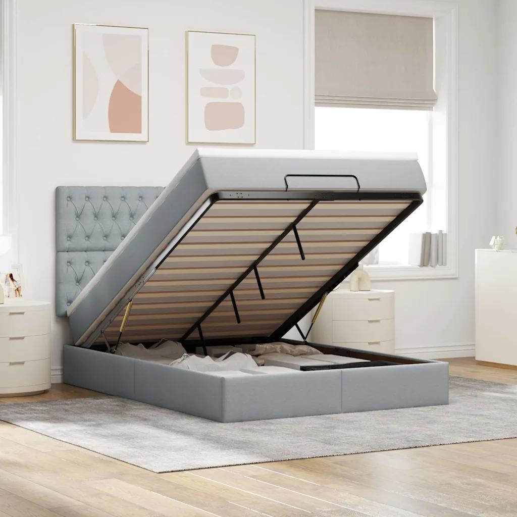 vidaxl ottoman bed with mattress & leds light gray 140x200 cm