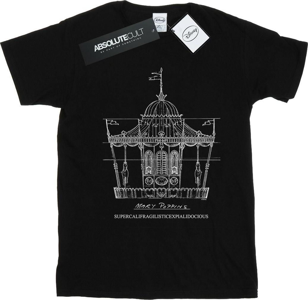 disney t-shirt mary poppins carousel sketch black