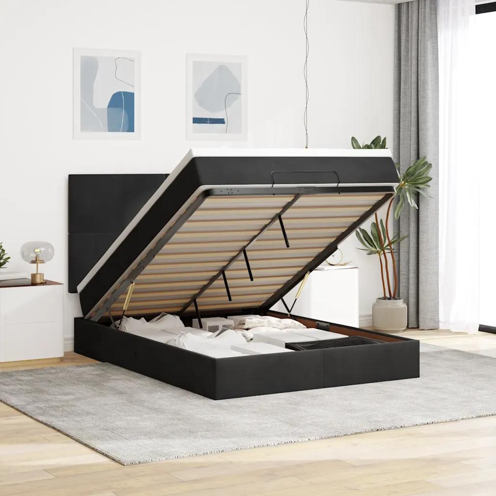 vidaxl ottoman bed with mattress black 140x200 cm velvet