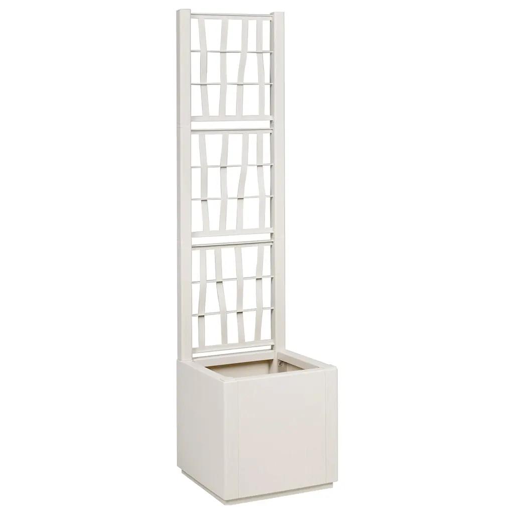 vidaxl garden planter with trellis white 36x36x140cm pp