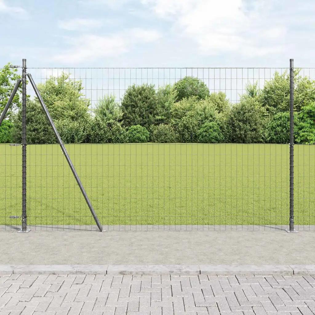 vidaxl fence panel gray 1.5x10m steel and pvc
