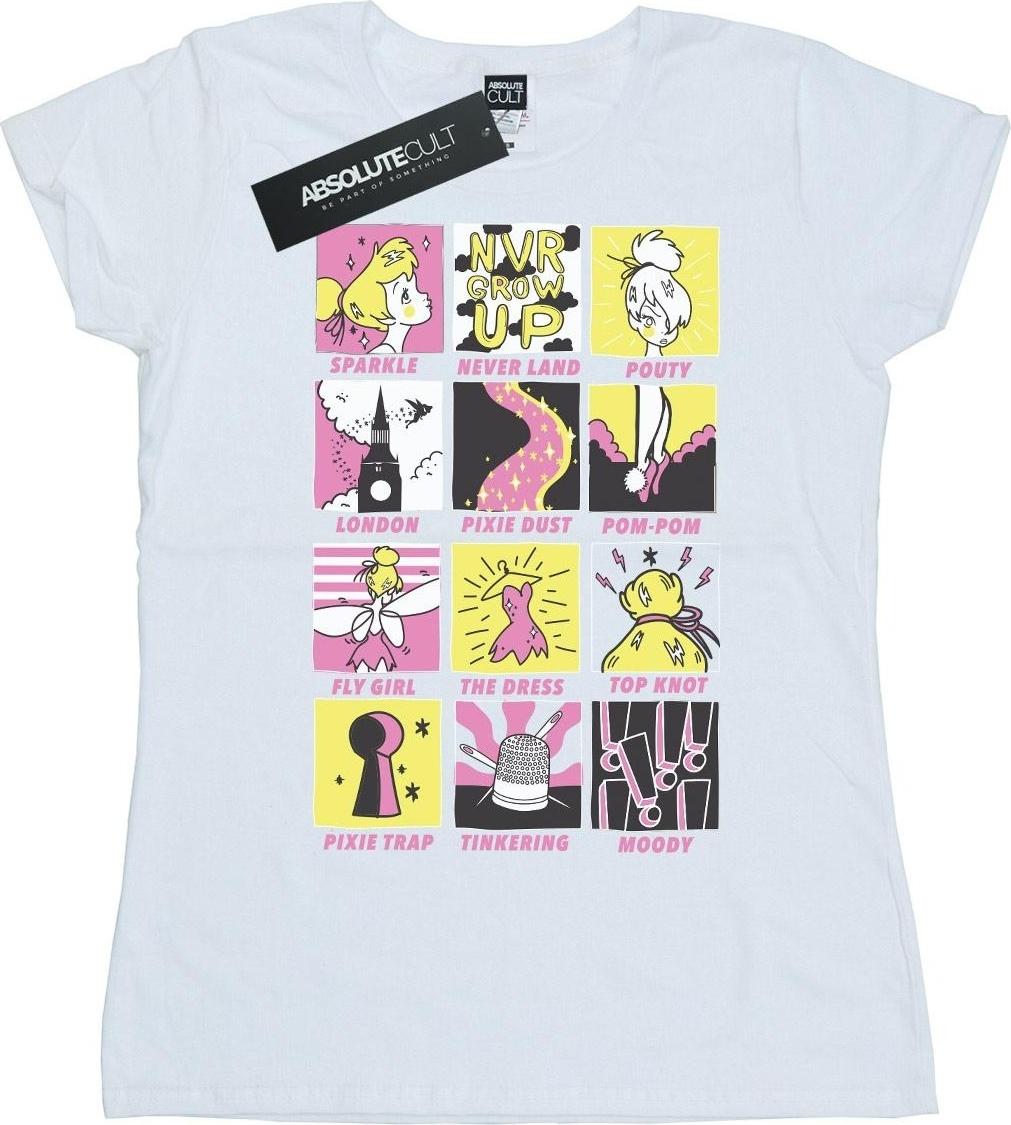 disney t-shirt tinkerbell squares cotton white m