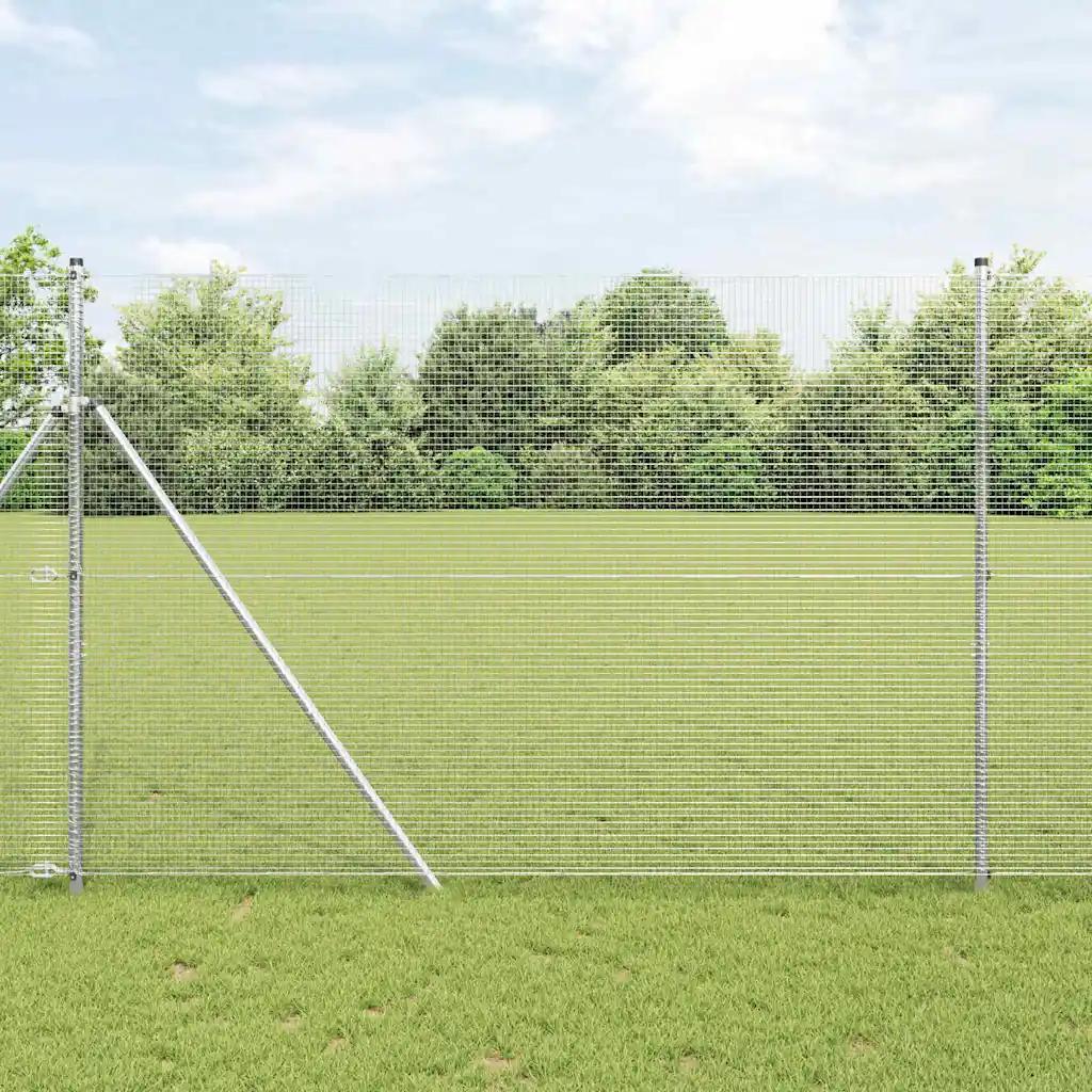 vidaxl fence post set silver 25x1.6m
