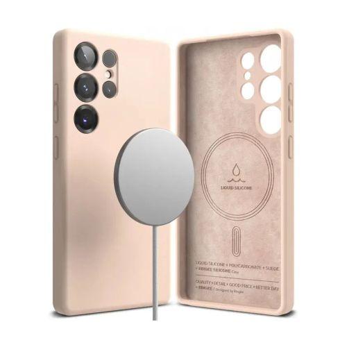ringke phone case silicone magnetic magsafe galaxy s25 ultra pink sand