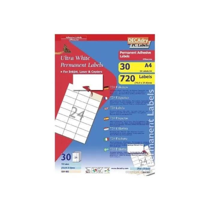 decadry labels 70x37mm 30 pack
