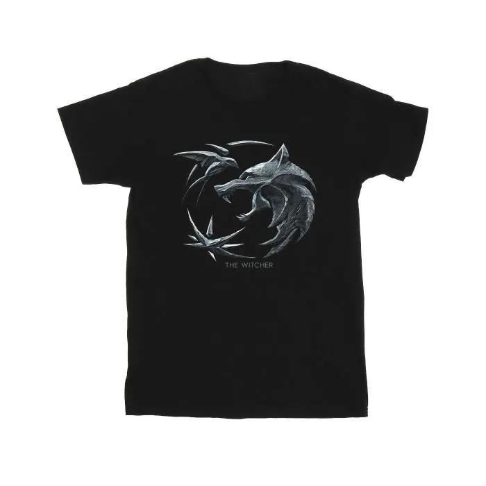 netflix t-shirt the witcher wolf logo black m